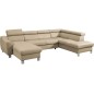 Canapé d'angle convertible en cuir italien de luxe 7/8 places ASTON, beige, angle droit