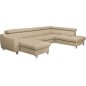 Canapé d'angle convertible en cuir italien de luxe 7/8 places ASTON, beige, angle droit