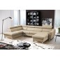 Canapé d'angle convertible en cuir italien de luxe 7/8 places ASTON, beige, angle gauche