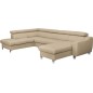Canapé d'angle convertible en cuir italien de luxe 7/8 places ASTON, beige, angle gauche