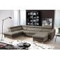 Canapé d'angle convertible en cuir italien de luxe 7/8 places ASTON, taupe, angle gauche