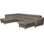Canapé d'angle convertible en cuir italien de luxe 7/8 places ASTON, taupe, angle gauche