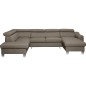 Canapé d'angle convertible en cuir italien de luxe 7/8 places ASTON, taupe, angle gauche