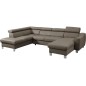 Canapé d'angle convertible en cuir italien de luxe 7/8 places ASTON, taupe, angle gauche