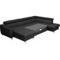 Canapé d'angle convertible en cuir italien de luxe 7/8 places ASTON, noir, angle droit