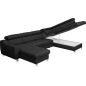 Canapé d'angle convertible en cuir italien de luxe 7/8 places ASTON, noir, angle droit