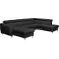 Canapé d'angle convertible en cuir italien de luxe 7/8 places ASTON, noir, angle droit