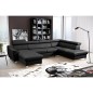 Canapé d'angle convertible en cuir italien de luxe 7/8 places ASTON, noir, angle droit
