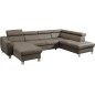 Canapé d'angle convertible en cuir italien de luxe 7/8 places ASTON, taupe, angle droit