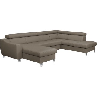 Canapé d'angle convertible en cuir italien de luxe 7/8 places ASTON, taupe, angle droit