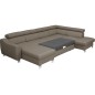 Canapé d'angle convertible en cuir italien de luxe 7/8 places ASTON, taupe, angle droit