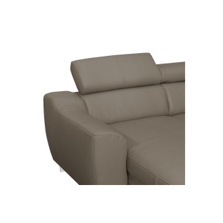 Canapé d'angle convertible en cuir italien de luxe 7/8 places ASTON, taupe, angle droit