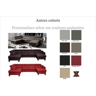 Canapé d'angle convertible en cuir italien de luxe 7/8 places ASTON, couleur personnalisée, angle gauche