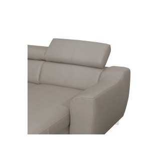 Canapé d'angle convertible en cuir italien de luxe 7/8 places ASTON, gris clair, angle gauche