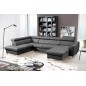 Canapé d'angle convertible en cuir italien de luxe 7/8 places ASTON, gris foncé, angle gauche