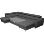 Canapé d'angle convertible en cuir italien de luxe 7/8 places ASTON, gris foncé, angle gauche