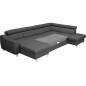 Canapé d'angle convertible en cuir italien de luxe 7/8 places ASTON, gris foncé, angle droit