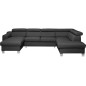 Canapé d'angle convertible en cuir italien de luxe 7/8 places ASTON, gris foncé, angle droit