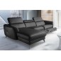 Canapé d'angle relax en cuir de luxe italien avec relax électrique, 5 places BERTONI, noir, angle gauche