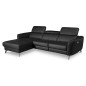 Canapé d'angle relax en cuir de luxe italien avec relax électrique, 5 places BERTONI, noir, angle gauche