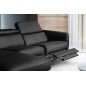 Canapé d'angle relax en cuir de luxe italien avec relax électrique, 5 places BERTONI, noir, angle gauche