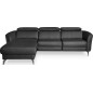 Canapé d'angle relax en cuir de luxe italien avec relax électrique, 5 places BERTONI, noir, angle gauche