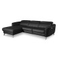 Canapé d'angle relax en cuir de luxe italien avec relax électrique, 5 places BERTONI, noir, angle gauche