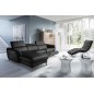 Canapé d'angle relax en cuir de luxe italien avec relax électrique, 5 places BERTONI, noir, angle gauche