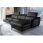 Canapé d'angle relax en cuir de luxe italien avec relax électrique, 5 places BERTONI, noir, angle droit