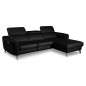 Canapé d'angle relax en cuir de luxe italien avec relax électrique, 5 places BERTONI, noir, angle droit