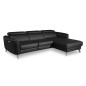 Canapé d'angle relax en cuir de luxe italien avec relax électrique, 5 places BERTONI, noir, angle droit