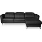 Canapé d'angle relax en cuir de luxe italien avec relax électrique, 5 places BERTONI, noir, angle droit