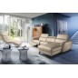 Canapé d'angle relax en cuir de luxe italien avec relax électrique, 5 places BERTONI, beige, angle droit