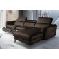 Canapé d'angle relax en cuir de luxe italien avec relax électrique, 5 places BERTONI, chocolat, angle droit