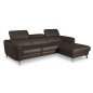 Canapé d'angle relax en cuir de luxe italien avec relax électrique, 5 places BERTONI, chocolat, angle droit