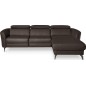 Canapé d'angle relax en cuir de luxe italien avec relax électrique, 5 places BERTONI, chocolat, angle droit
