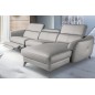 Canapé d'angle relax en cuir de luxe italien avec relax électrique, 5 places BERTONI, gris clair, angle droit