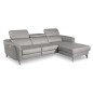 Canapé d'angle relax en cuir de luxe italien avec relax électrique, 5 places BERTONI, gris clair, angle droit