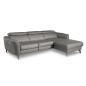 Canapé d'angle relax en cuir de luxe italien avec relax électrique, 5 places BERTONI, gris clair, angle droit