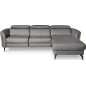Canapé d'angle relax en cuir de luxe italien avec relax électrique, 5 places BERTONI, gris clair, angle droit