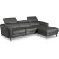 Canapé d'angle relax en cuir de luxe italien avec relax électrique, 5 places BERTONI, gris foncé, angle droit