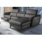Canapé d'angle relax en cuir de luxe italien avec relax électrique, 5 places BERTONI, gris foncé, angle droit