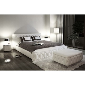 Lit en cuir italien de luxe FARNIENTE, blanc.