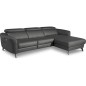 Canapé d'angle relax en cuir de luxe italien avec relax électrique, 5 places BERTONI, gris foncé, angle droit