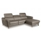 Canapé d'angle relax en cuir de luxe italien avec relax électrique, 5 places BERTONI, taupe, angle droit