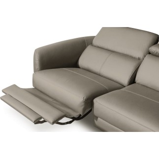 Canapé d'angle relax en cuir de luxe italien avec relax électrique, 5 places BERTONI, taupe, angle droit
