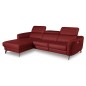 Canapé d'angle relax en cuir de luxe italien avec relax électrique, 5 places BERTONI, rouge foncé, angle gauche