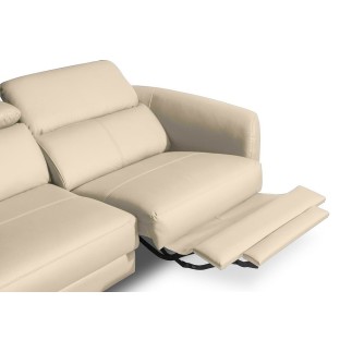Canapé d'angle relax en cuir de luxe italien avec relax électrique, 5 places BERTONI, beige, angle gauche