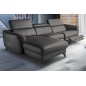 Canapé d'angle relax en cuir de luxe italien avec relax électrique, 5 places BERTONI, gris foncé, angle gauche