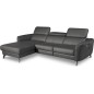 Canapé d'angle relax en cuir de luxe italien avec relax électrique, 5 places BERTONI, gris foncé, angle gauche